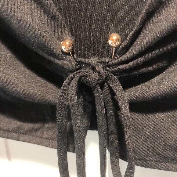 Tiger Mist black crop top long sleeve slight flare sexy festival top lined S - Picture 3 of 9